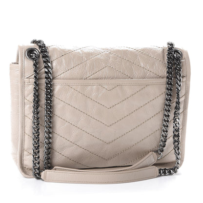 Saint Laurent Crinkled Calfskin Matelasse Monogram Medium Niki Chain Satchel Light Natural 2 of 9