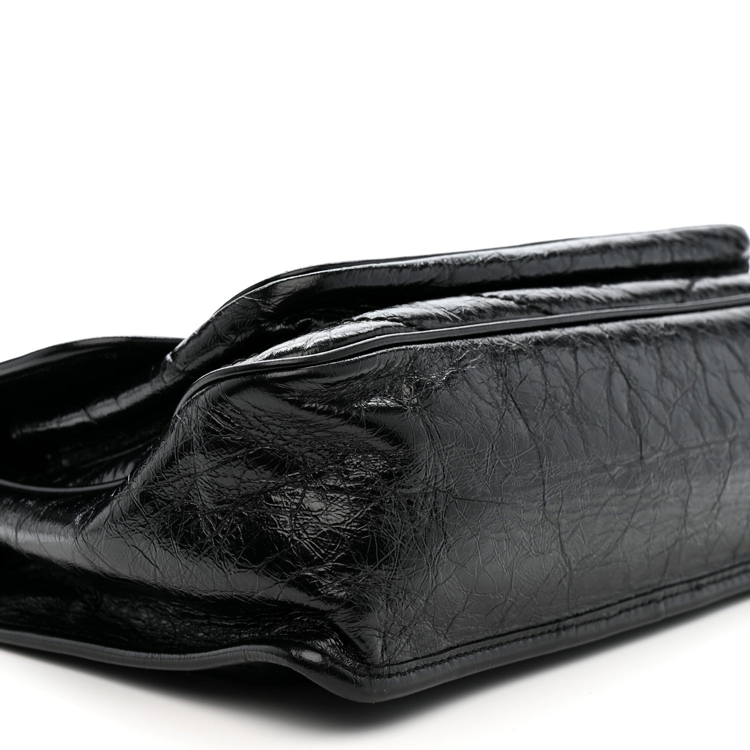 Saint Laurent Crinkled Calfskin Matelasse Monogram Medium Niki Chain Satchel Black 10 of 12