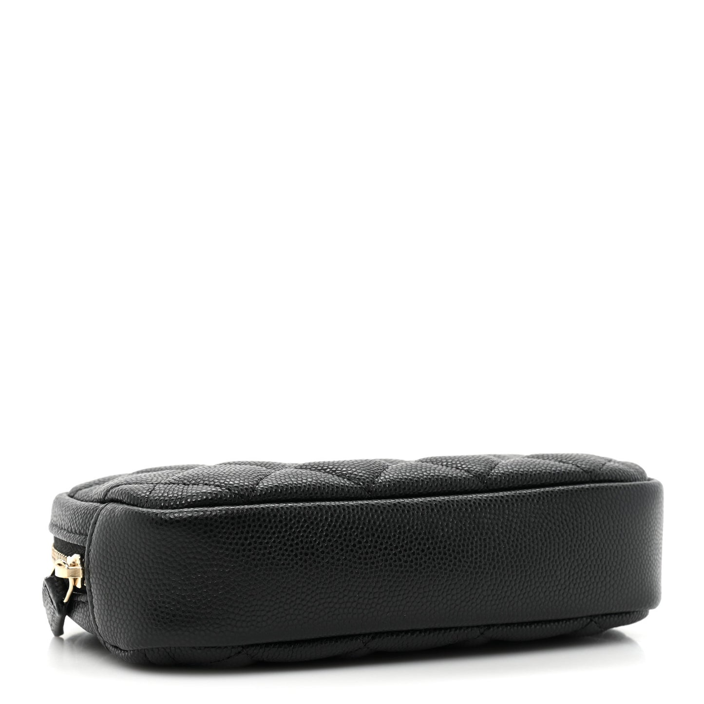 Caviar Quilted Small Curvy Pouch Cosmetic Case Black