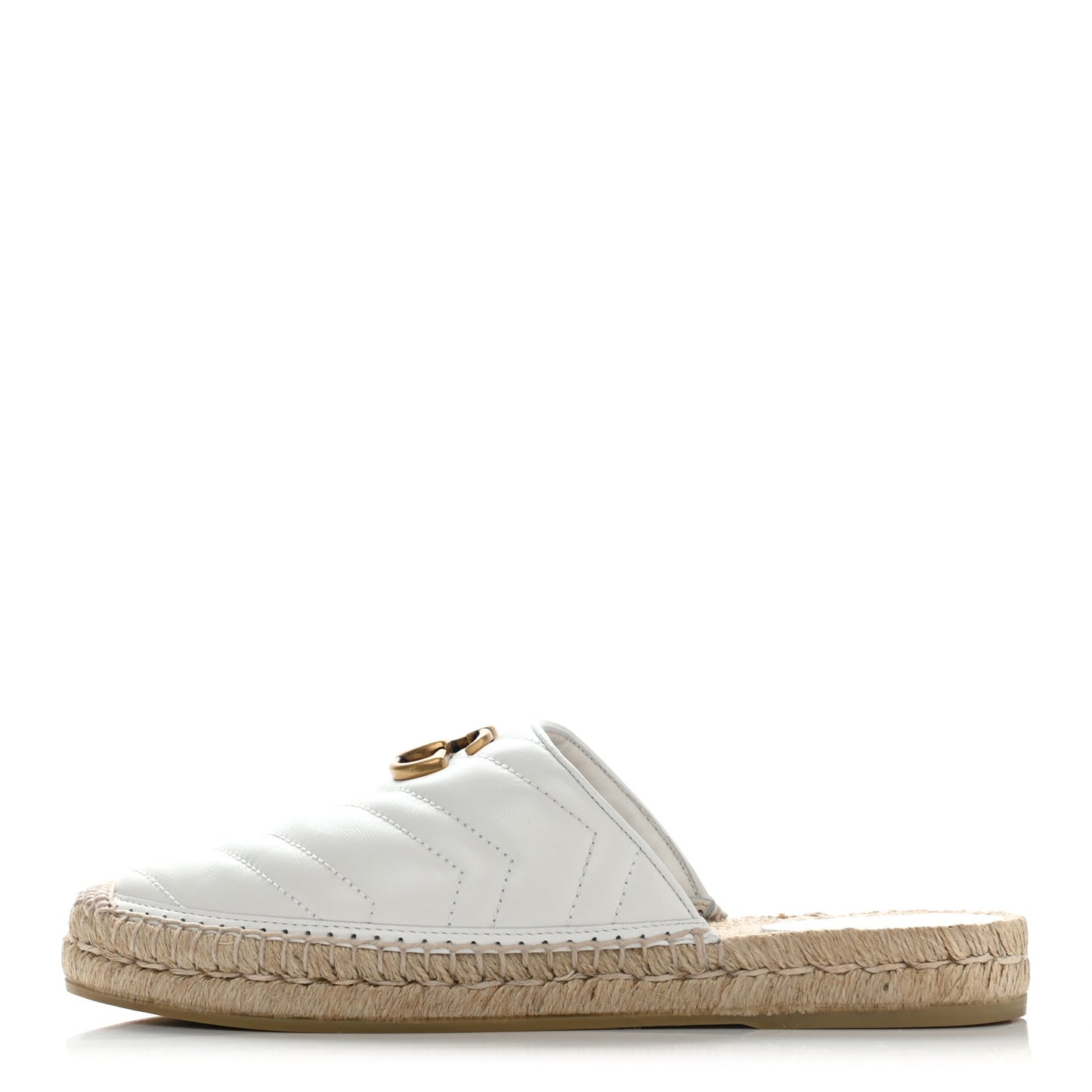 Nappa Matelasse GG Marmont Espadrille Slippers 39 Great White