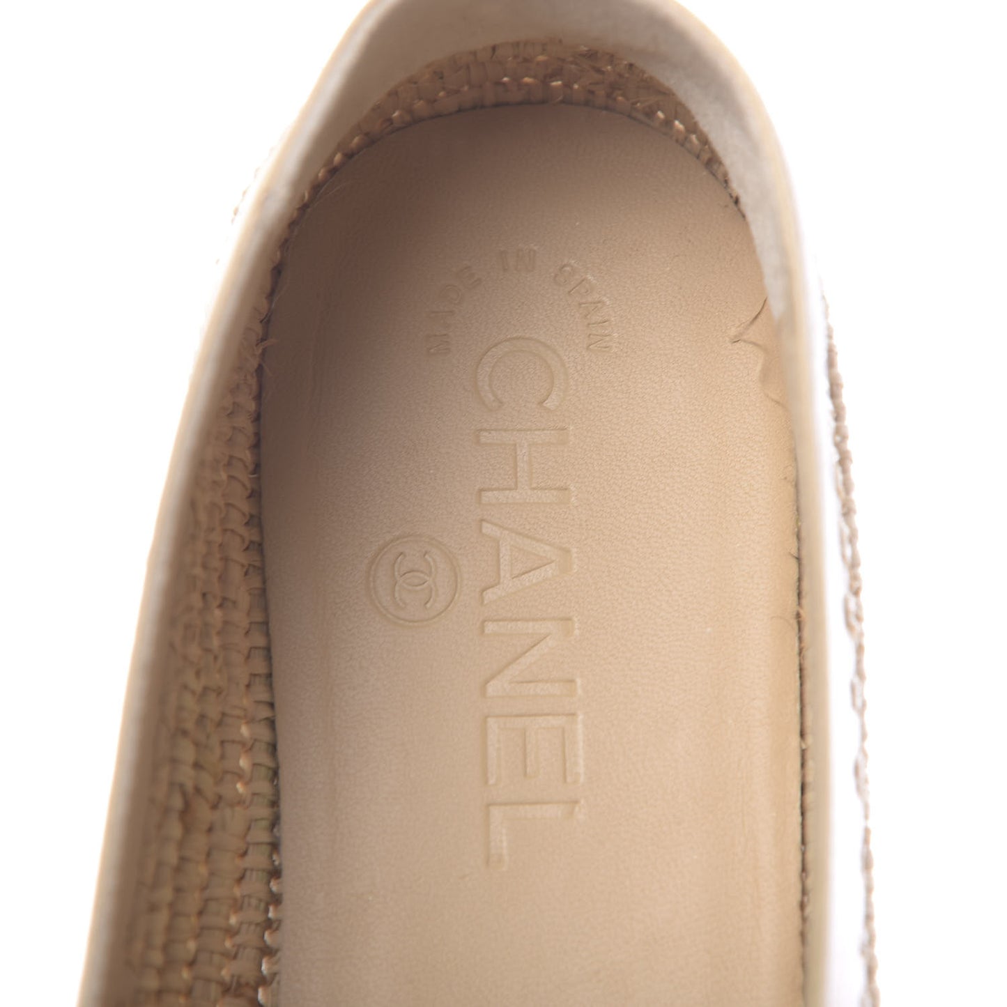 Lambskin Grosgrain CC Espadrilles 38 Beige Black