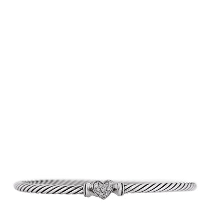 David Yurman Sterling Silver Diamond Cable Collectibles Heart Bracelet 1 of 4