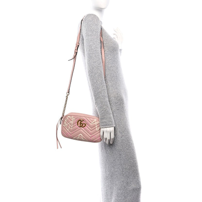 Gucci Calfskin Matelasse GucciGhost Small GG Marmont Chain Shoulder Bag Perfect Pink Rosa Ivory 2 of 10