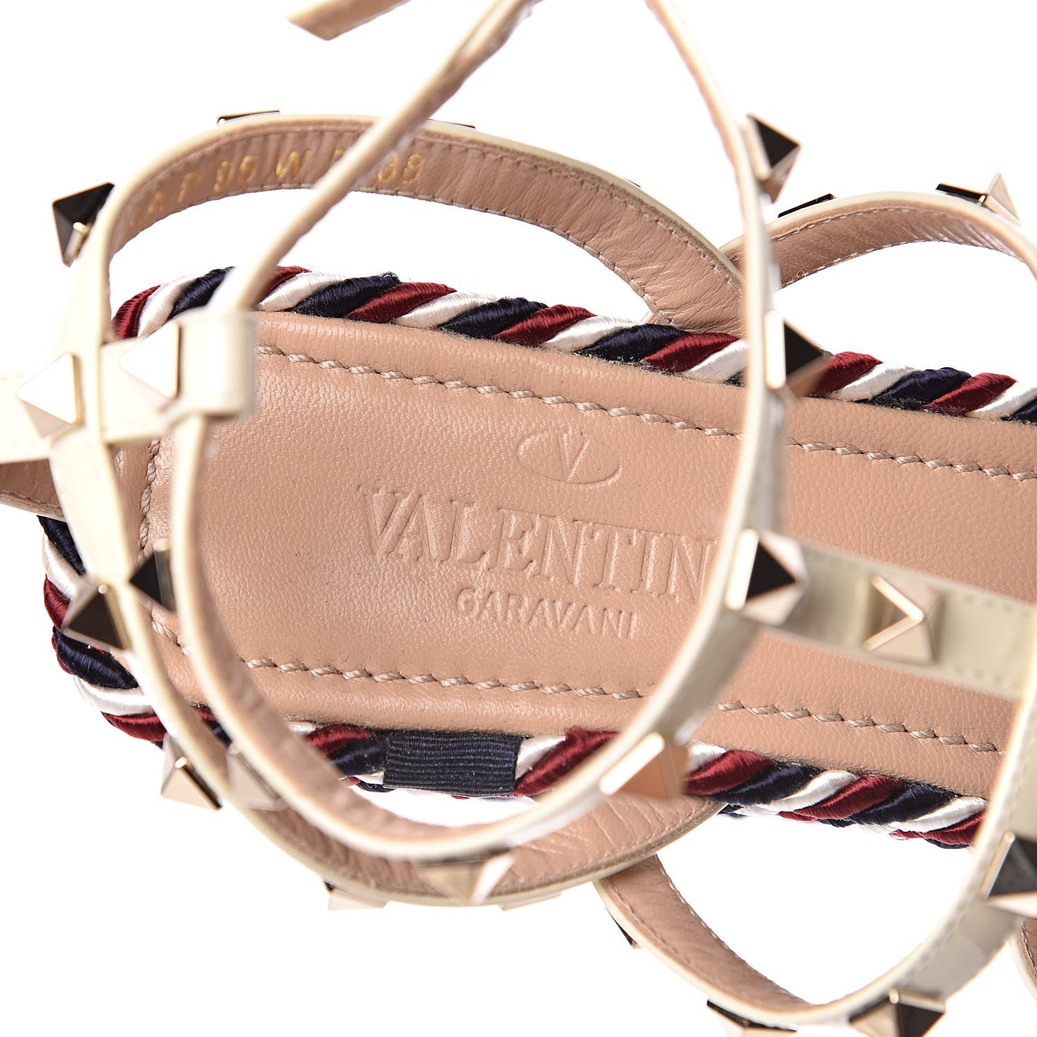 Valentino Garavani Patent Rockstud Ankle Strap Torchon Espadrille Caged 25/95mm Wedge Sandals 38 Light Ivory 8 of 9