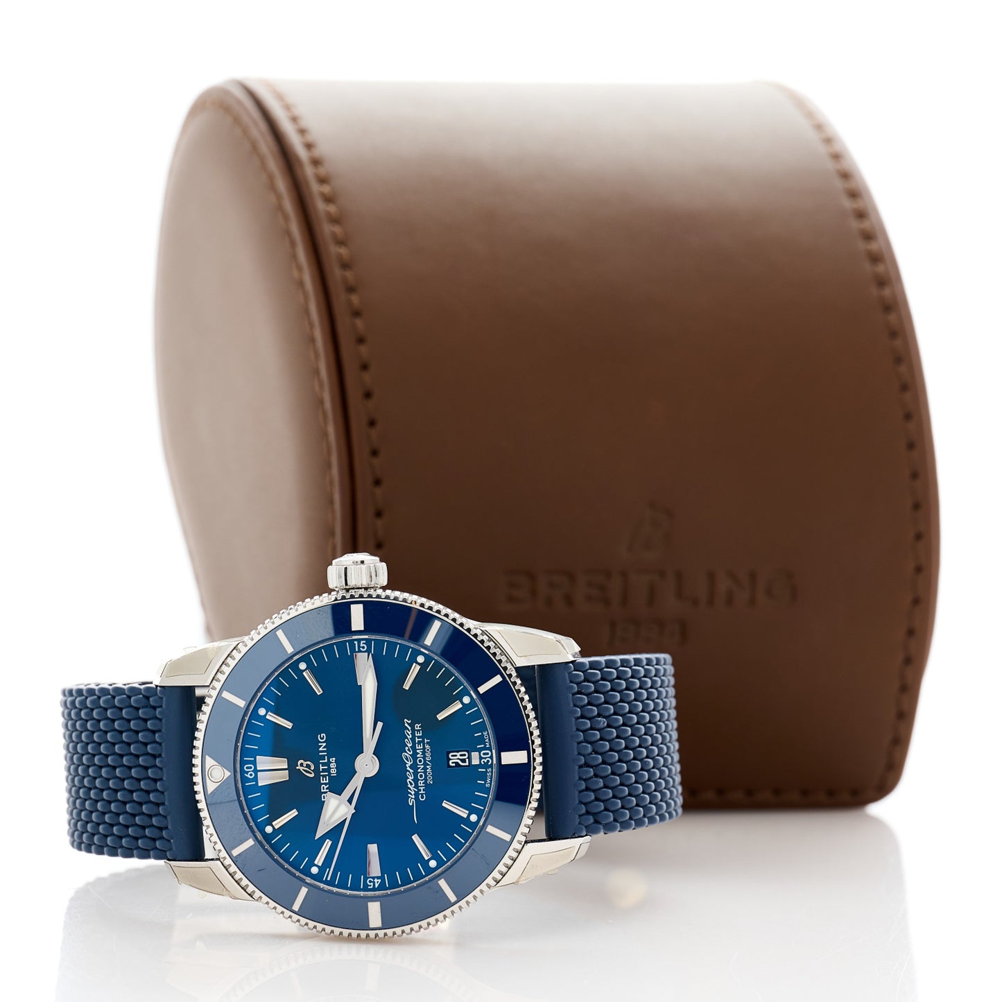 Stainless Steel Rubber 44mm Superocean Heritage Automatic Watch Blue AB2030161C1S1