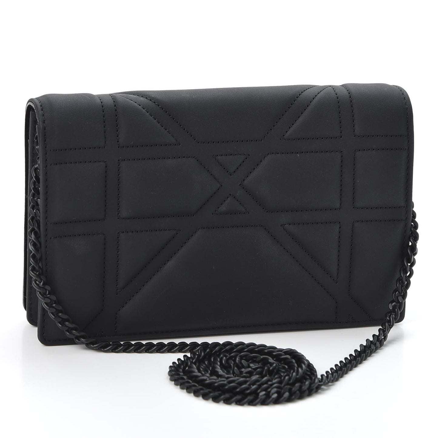 Ultra Matte Calfskin Diorama Wallet on Chain Pouch Black