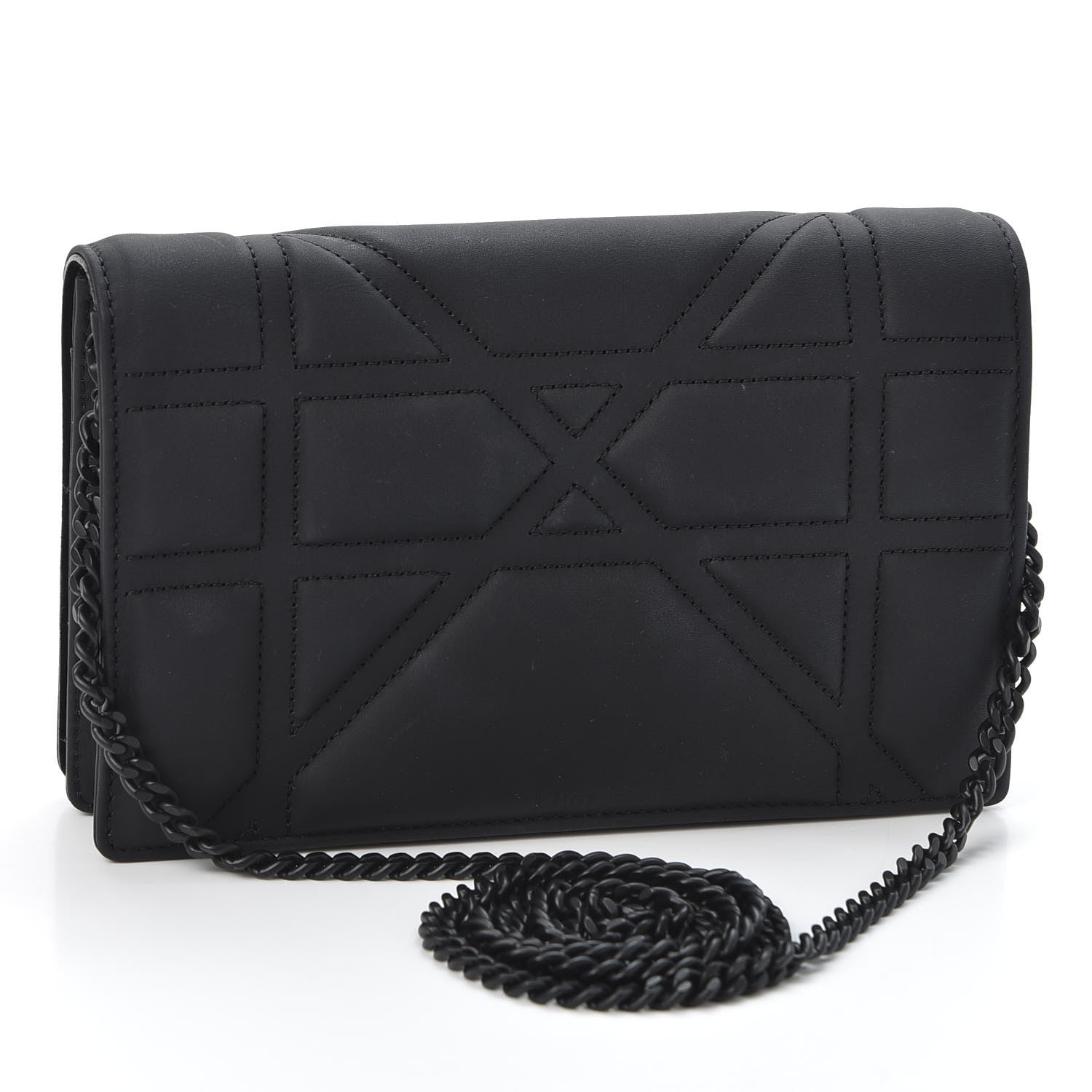 Christian Dior Ultra Matte Calfskin Diorama Wallet on Chain Pouch Black 2 of 10