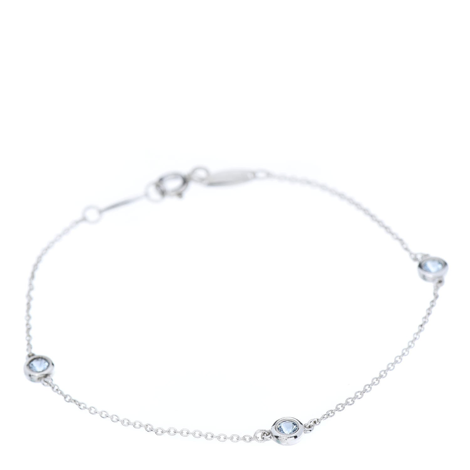 Tiffany Sterling Silver Aquamarine Elsa Peretti Color By The Yard 3 Station Bracelet 1 of 8