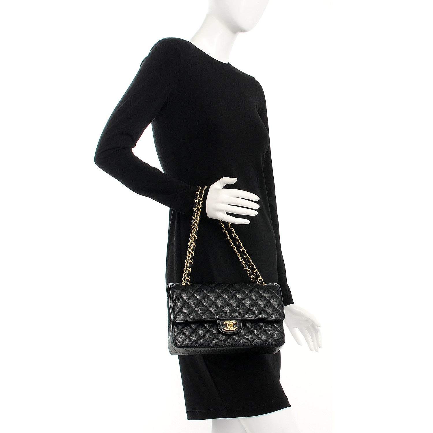 Chanel Caviar Quilted Medium Double Flap Black 2 of 8