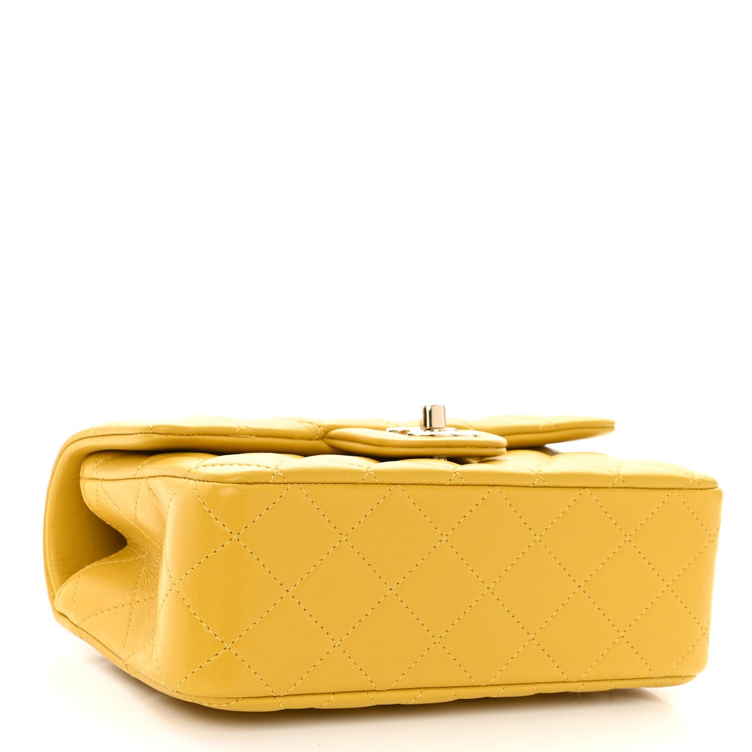 Chanel Lambskin Quilted Mini Top Handle Rectangular Flap Yellow 4 of 10
