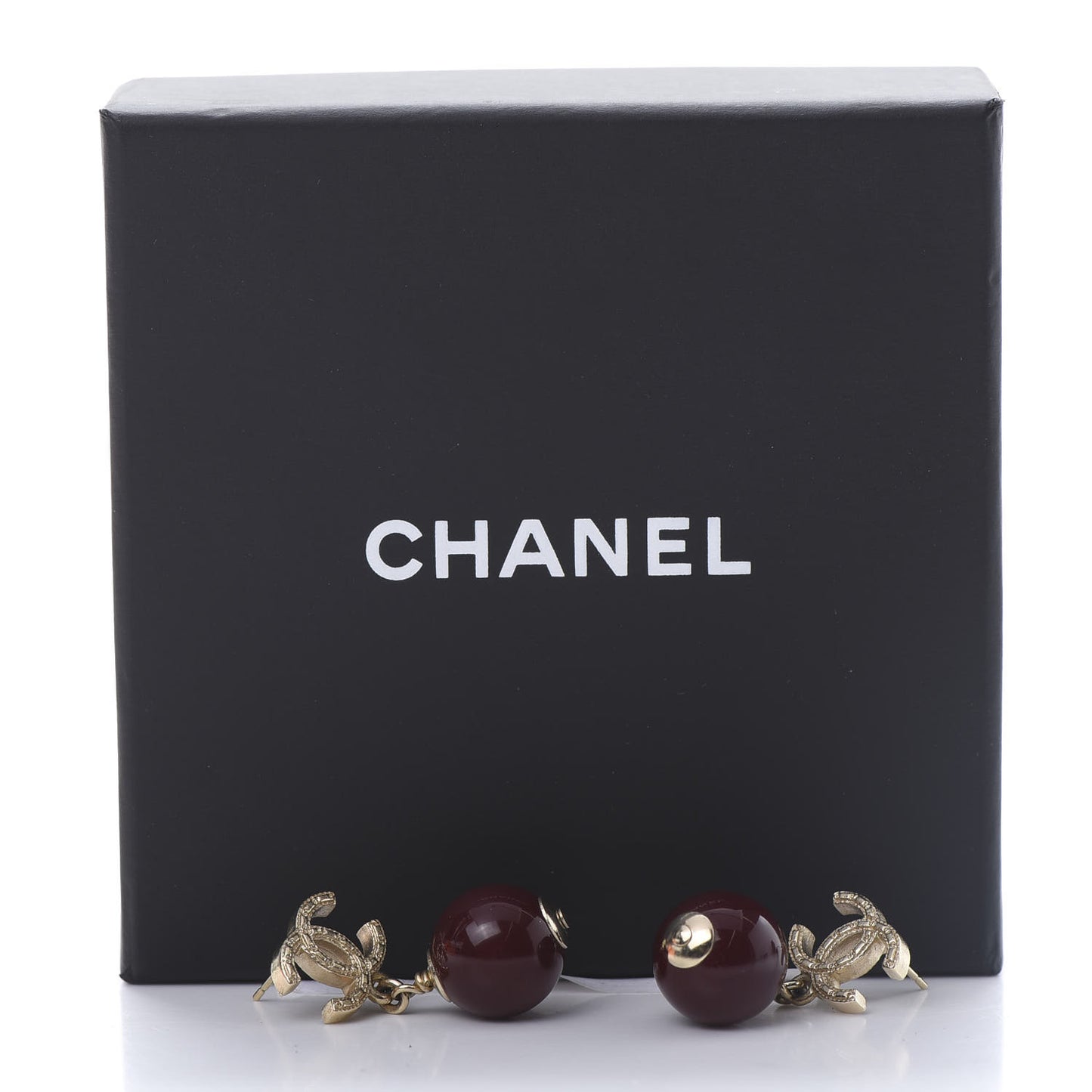 CC Bead Drop Earrings Gold Red