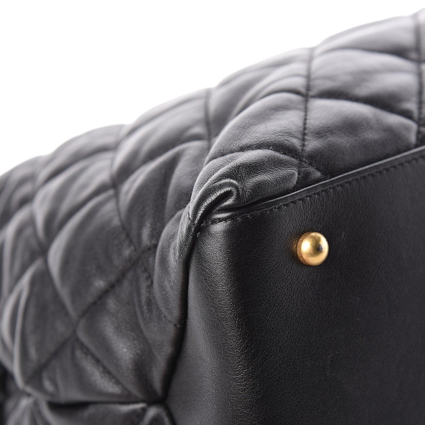Calfskin Quilted Large Soft Elegance Tote Black