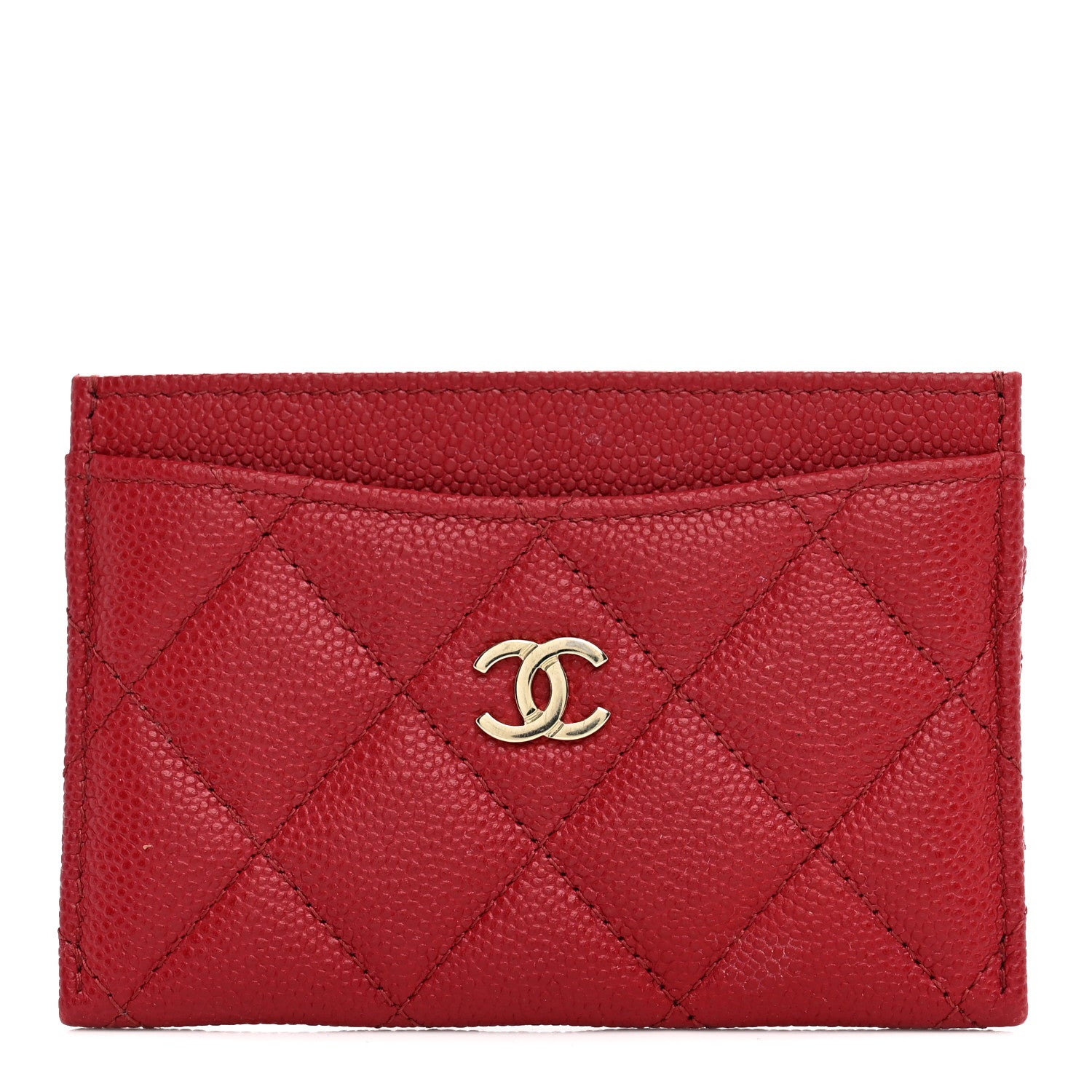 Chanel Caviar Quilted Card Holder Red 1 of 8