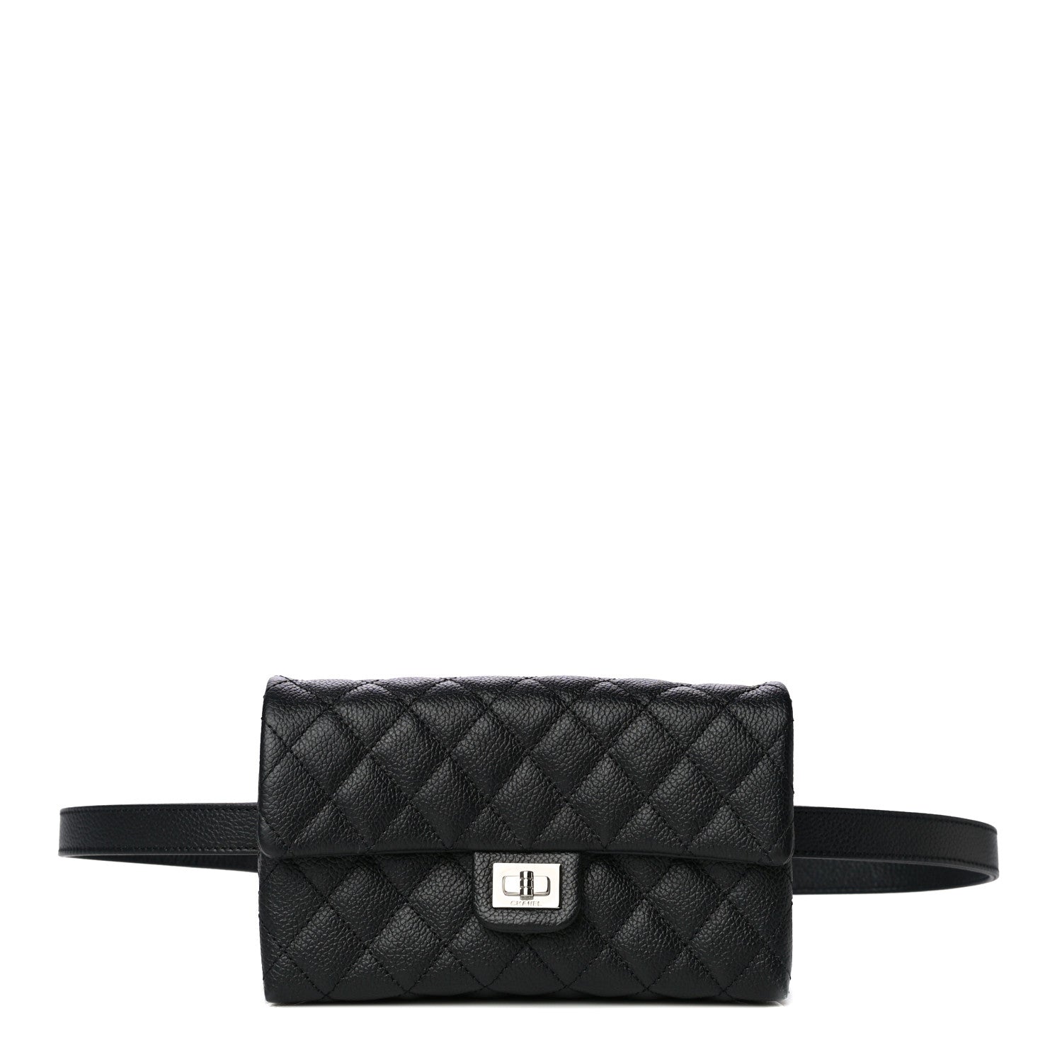 Chanel Grained Calfskin Quilted 2.55 Reissue Flap Belt Bag Clutch Black 1 of 14