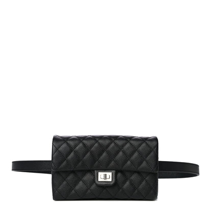 Chanel Grained Calfskin Quilted 2.55 Reissue Flap Belt Bag Clutch Black 1 of 14