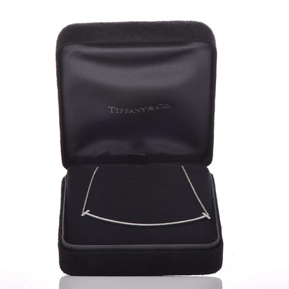 Tiffany 18K White Gold Diamond T Smile Pendant Necklace 7 of 7