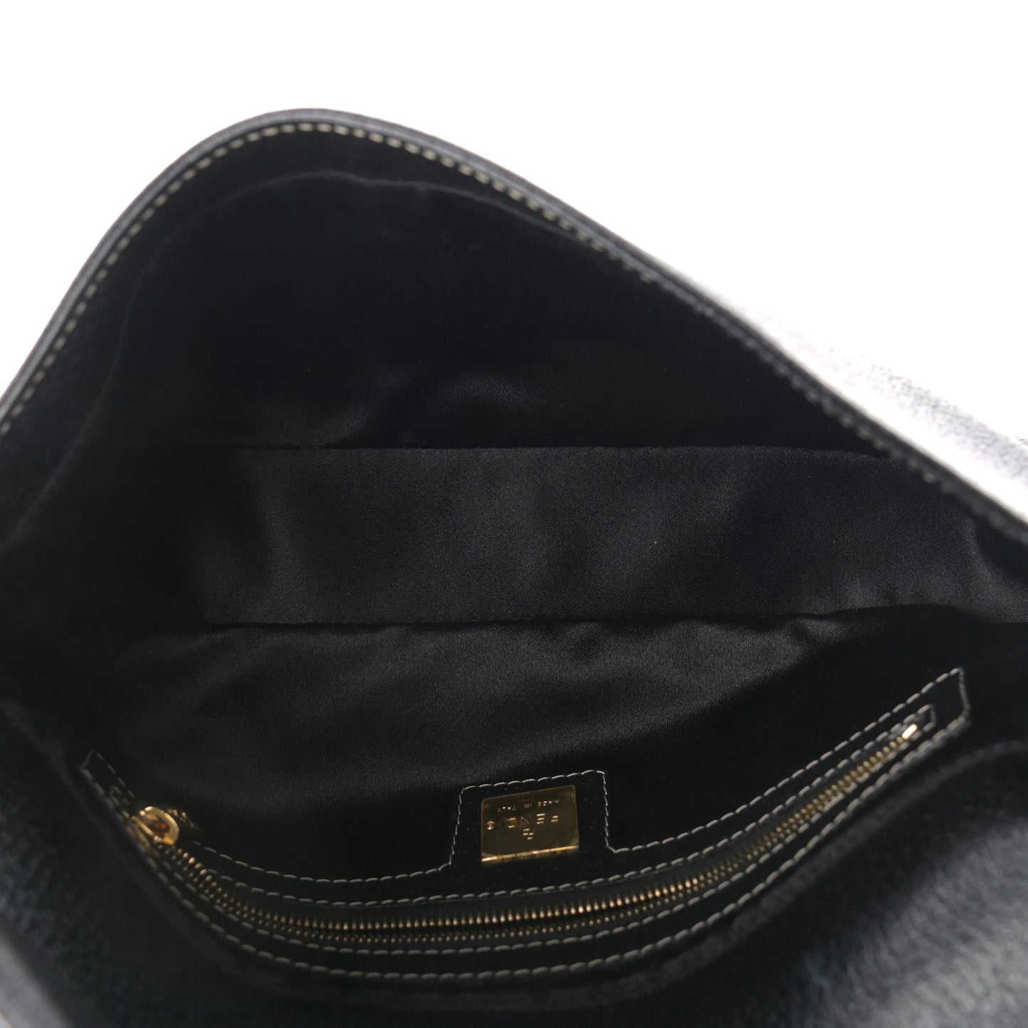 Pebbled Calfskin Baguette Black