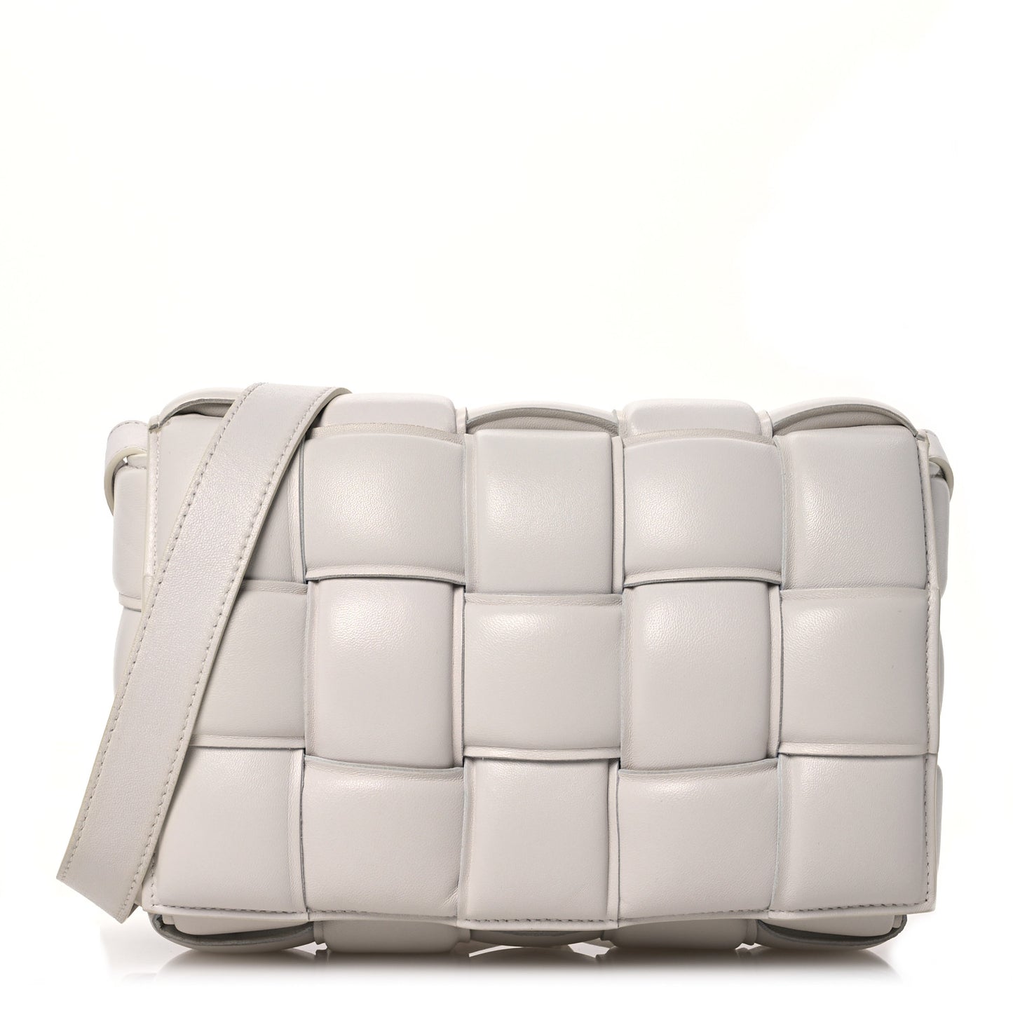 Nappa Maxi Intreccio Padded Cassette Crossbody Bag Chalk