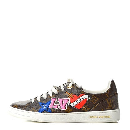 Louis Vuitton Calfskin Monogram LV Black Heart Sneakers 38.5 Cacao 1 of 8