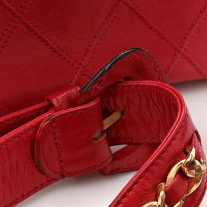 Chanel Lambskin Diamond Stitched Waist Chain Belt Flap Bag  85 34 Red 14 of 14