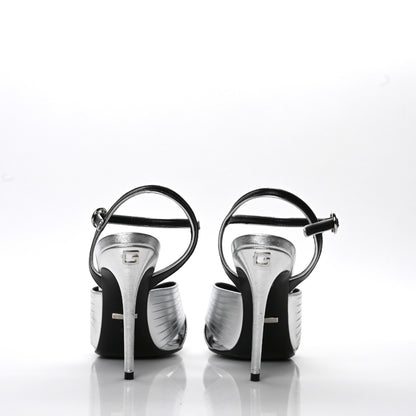 Gucci Malaga Kid Webby Crossover High Heel Sandals 37 Silver 3 of 9