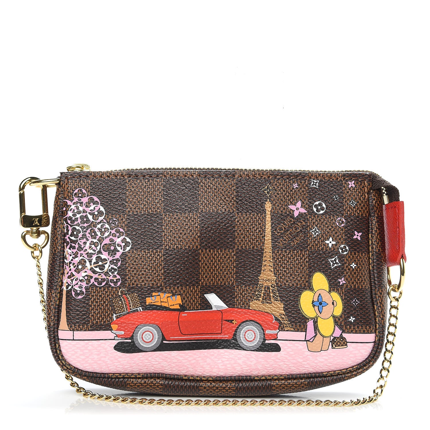 Louis Vuitton Damier Ebene 2019 Christmas Animation Mini Pochette Accessories Red 1 of 7