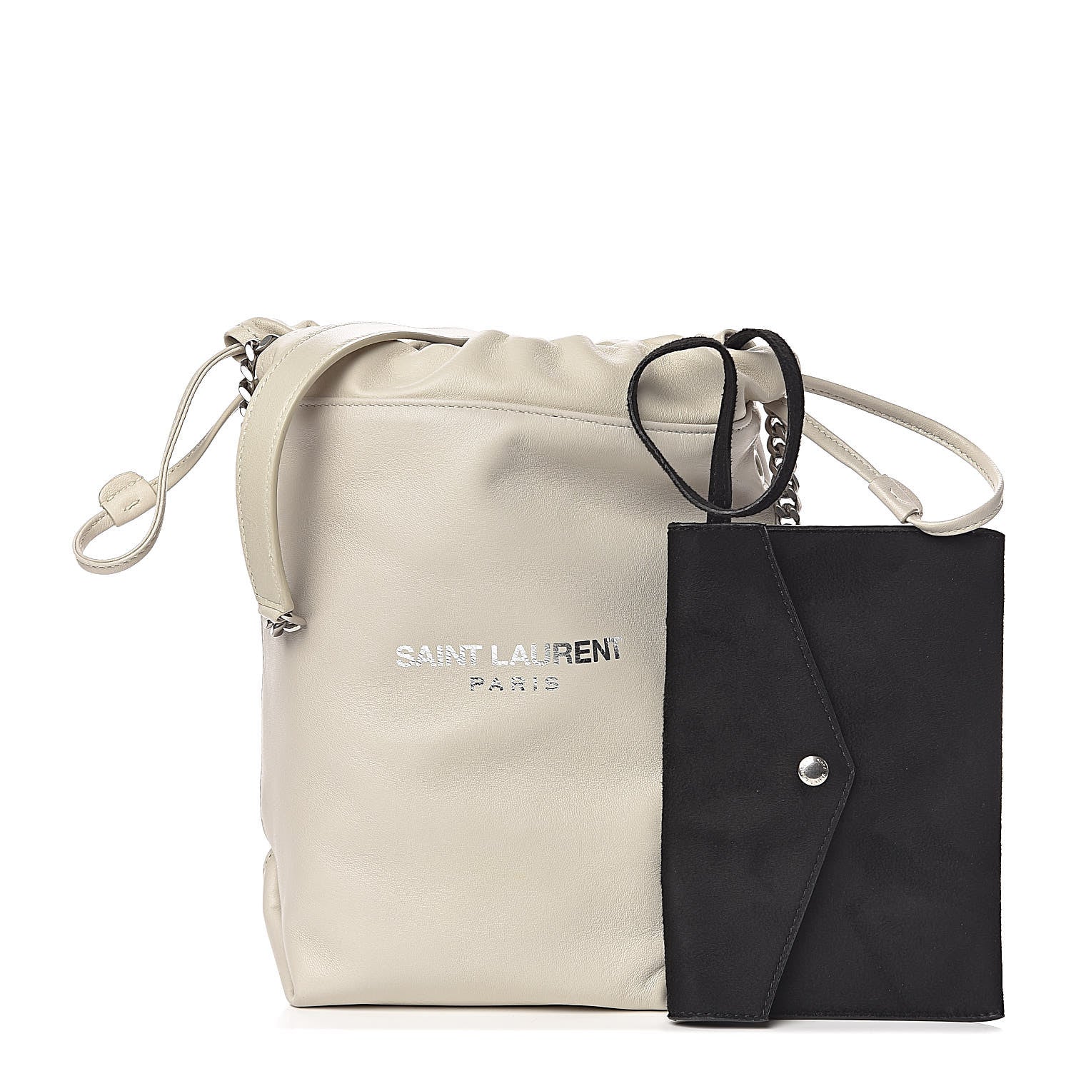 Saint Laurent Lambskin Small Teddy Bucket Bag White 1 of 12