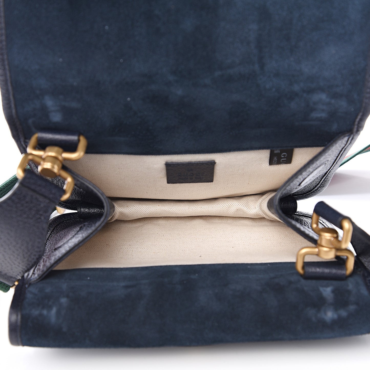 Suede Web Small Neo Vintage Double Flap Messenger Bag Blue