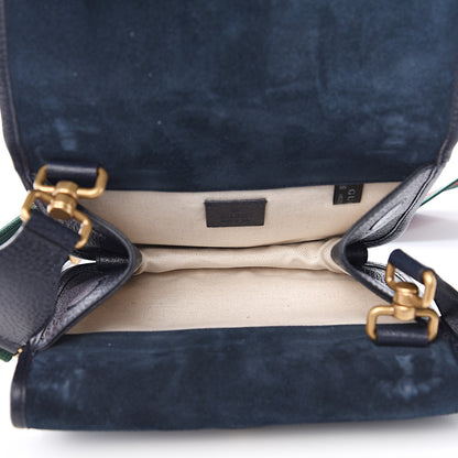 Gucci Suede Web Small Neo Vintage Double Flap Messenger Bag Blue 4 of 9