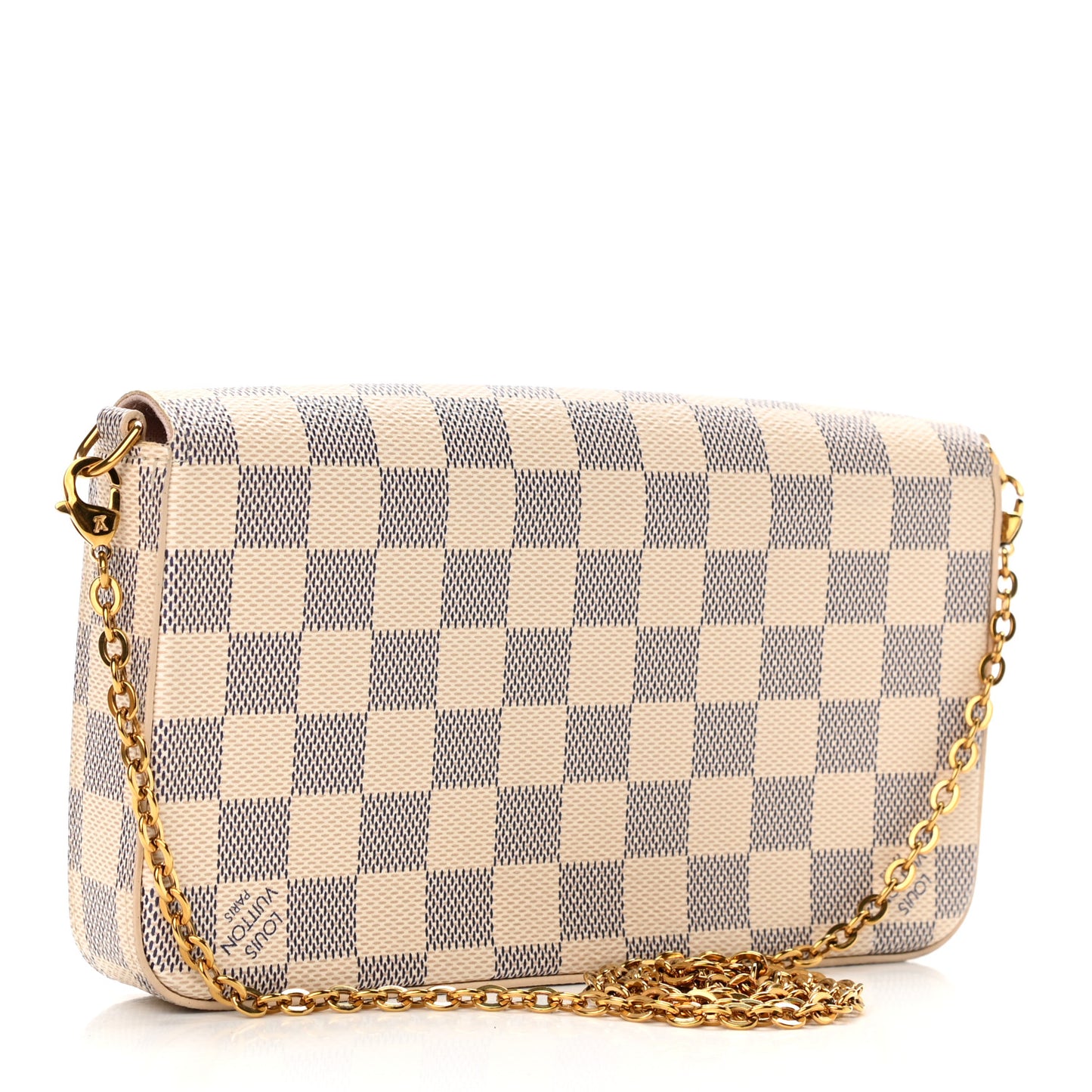 Damier Azur Pochette Felicie Chain Wallet Rose Ballerine