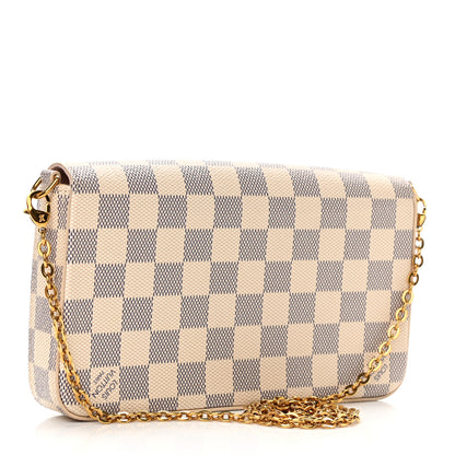 Louis Vuitton Damier Azur Pochette Felicie Chain Wallet Rose Ballerine 4 of 14