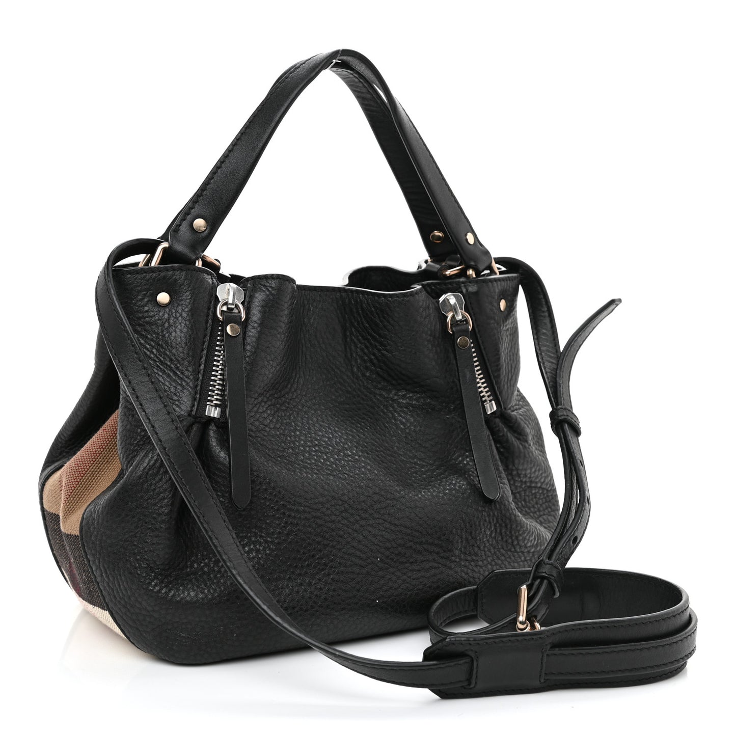 Grainy Calfskin House Check Small Maidstone Black