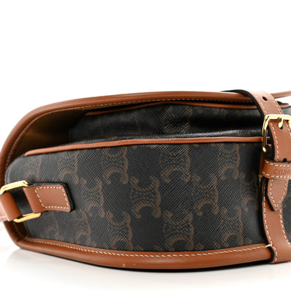 Celine Triomphe Canvas Medium Folco Bag Tan 7 of 9