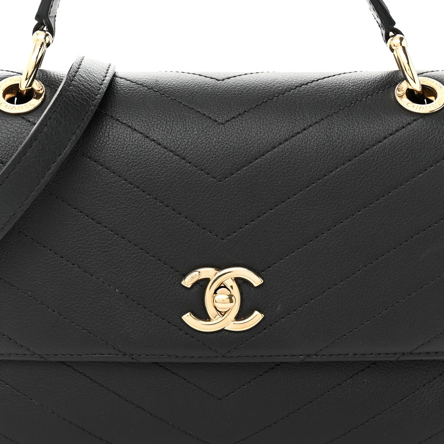 Chanel Grained Calfskin Small Chevron Chic Top Handle Flap Black 8 of 10