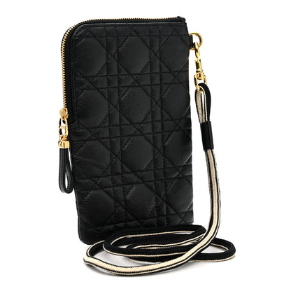 Christian Dior Supple Calfskin Cannage Caro Multifunctional Pouch Black 4 of 13