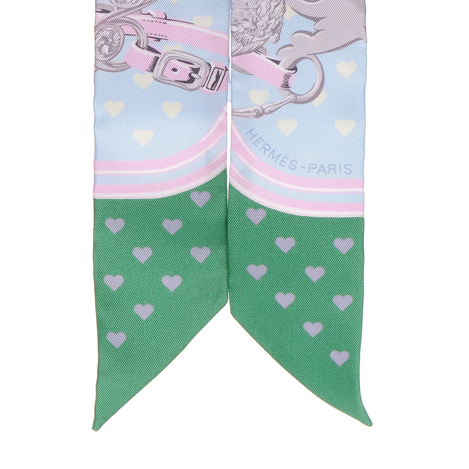 Hermes Silk Brides De Gala Love Twilly Bleu Ciel Parme Vert 5 of 6