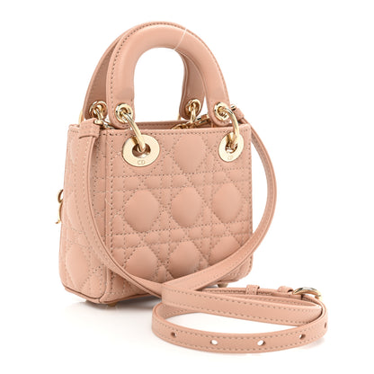 Christian Dior Lambskin Cannage Micro Lady Dior Rose Des Vents 3 of 10