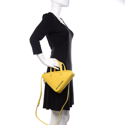 Balenciaga Shiny Day Calfskin Logo XS Triangle Duffle Jaune Black 3 of 11