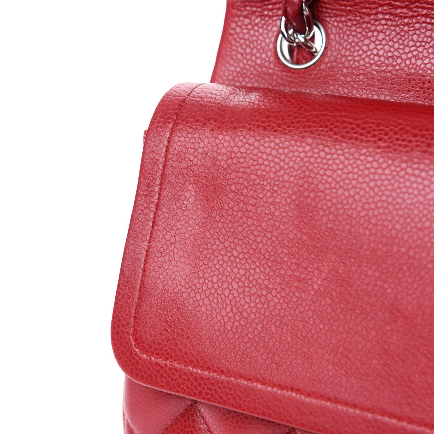 Caviar Quilted Jumbo Double Flap Red