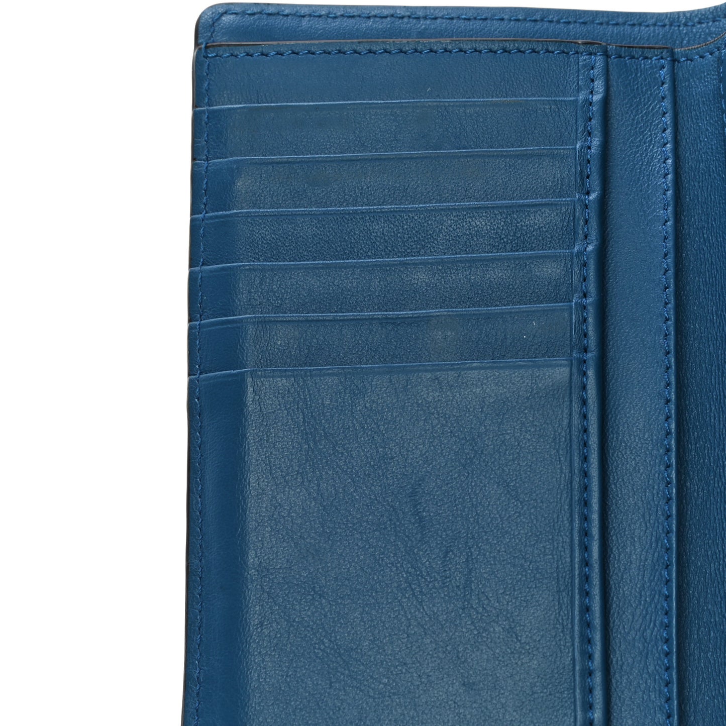 Calfskin Alphabet Compact Wallet Smoky Blue