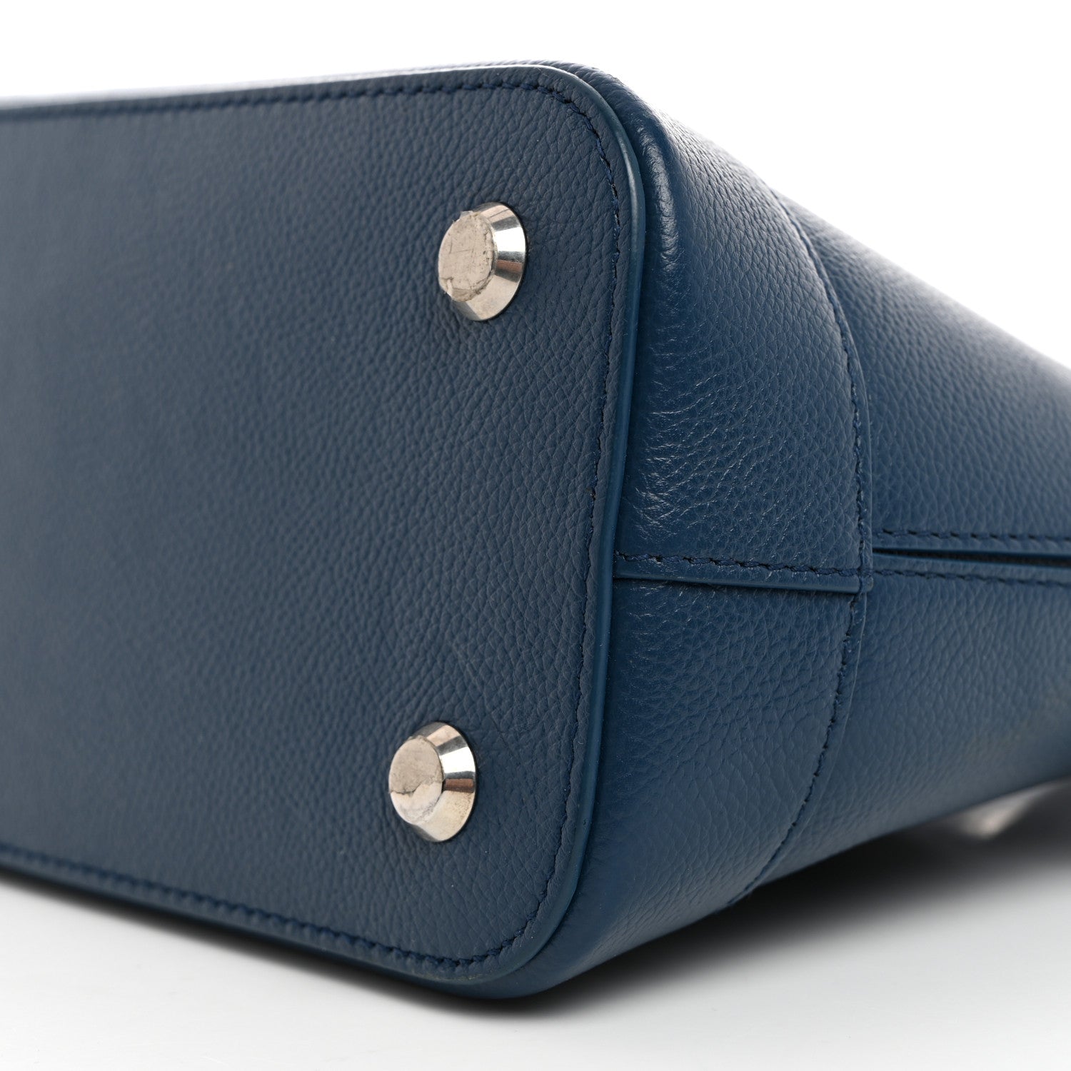 Balenciaga Signature Grained Calfskin Logo S Ville Top Handle Bag Petrol Blue White 10 of 11