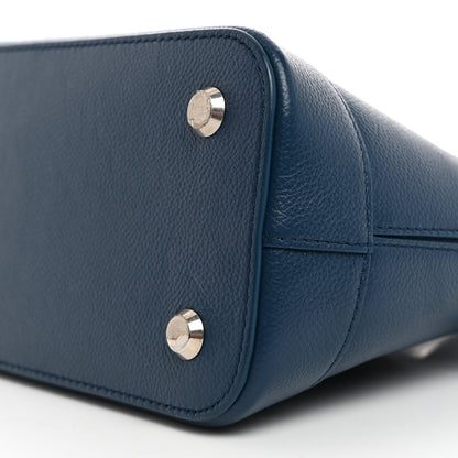 Balenciaga Signature Grained Calfskin Logo S Ville Top Handle Bag Petrol Blue White 10 of 11