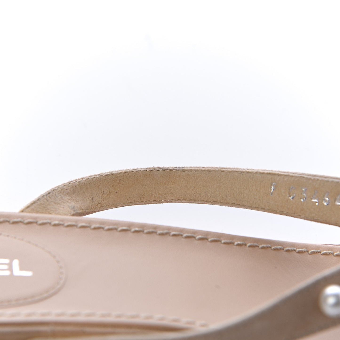Suede Pearl Thong Sandals 39 Beige