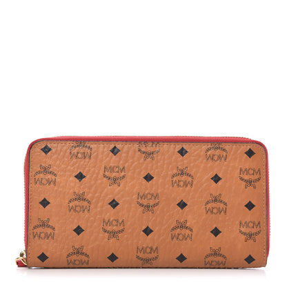 MCM Visetos Large Zip Around Wallet Cognac Red 1 of 8