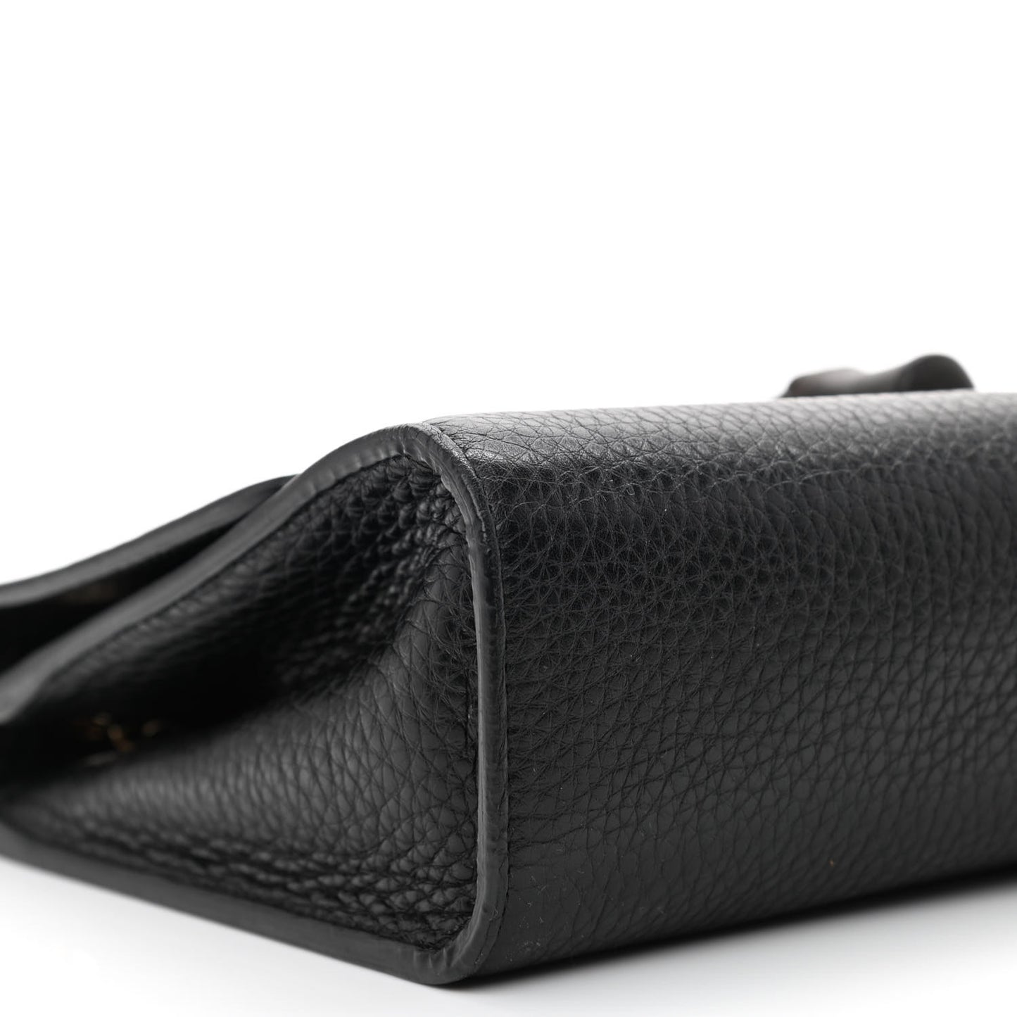 Pebbled Calfskin Medium Miss Bamboo Shoulder Bag Black