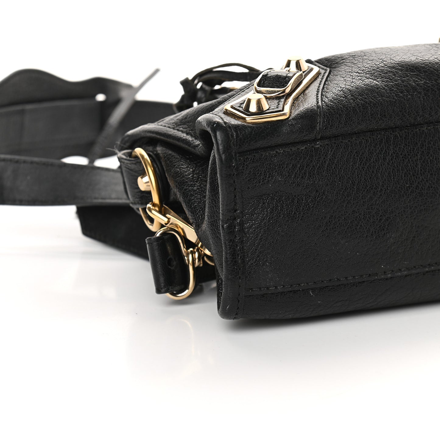 Chevre Gold Metallic Edge Hardware Mini City Black