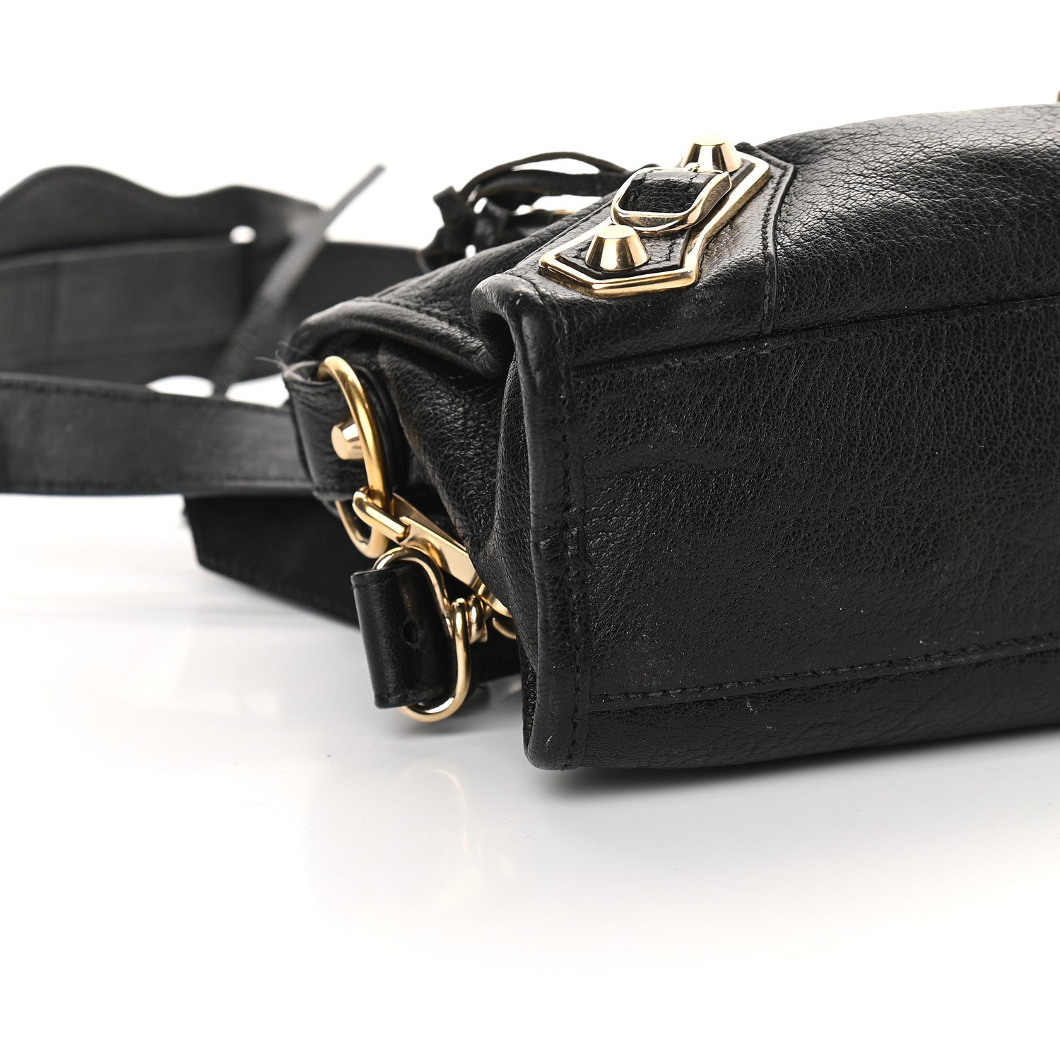 Balenciaga Chevre Gold Metallic Edge Hardware Mini City Black 8 of 14
