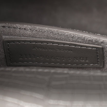 Saint Laurent Calfskin Crocodile Embossed Medium Monogram Sunset Fog 8 of 12