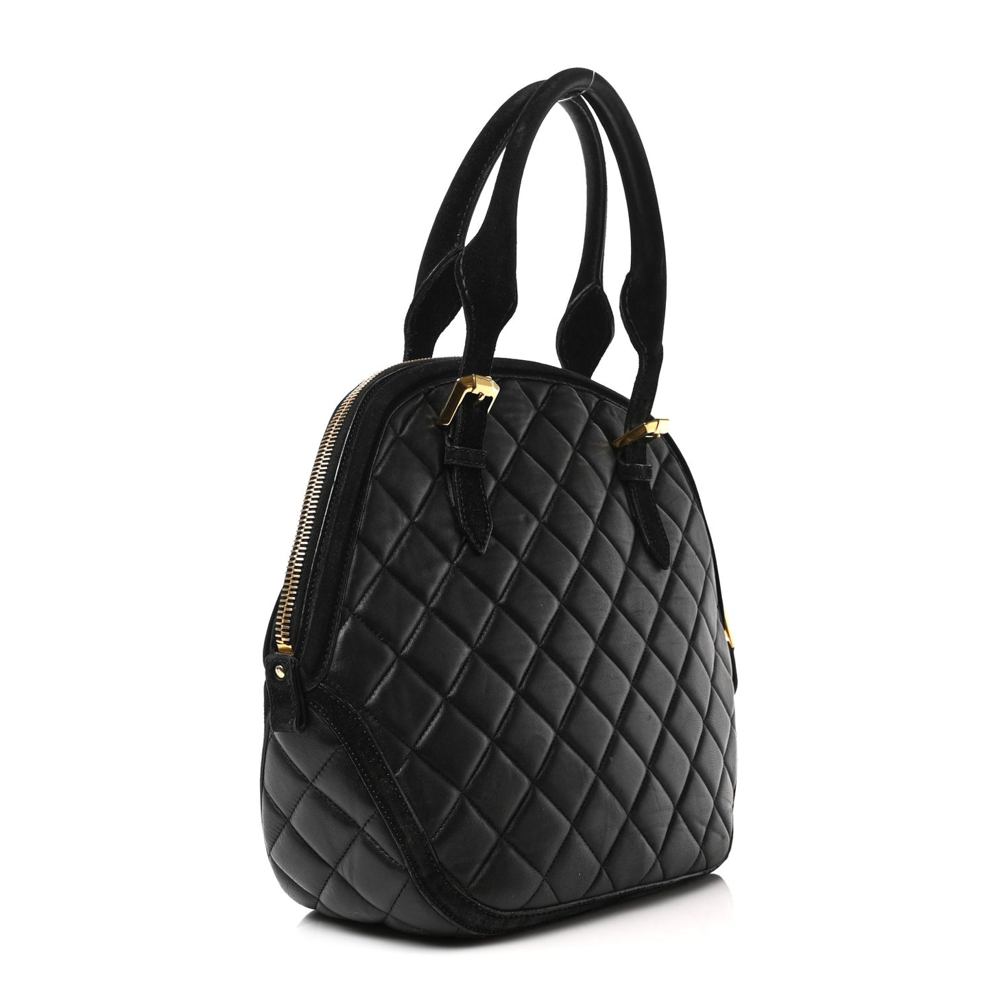 Prorsum Calfskin Quilted Country Animal Satchel Black