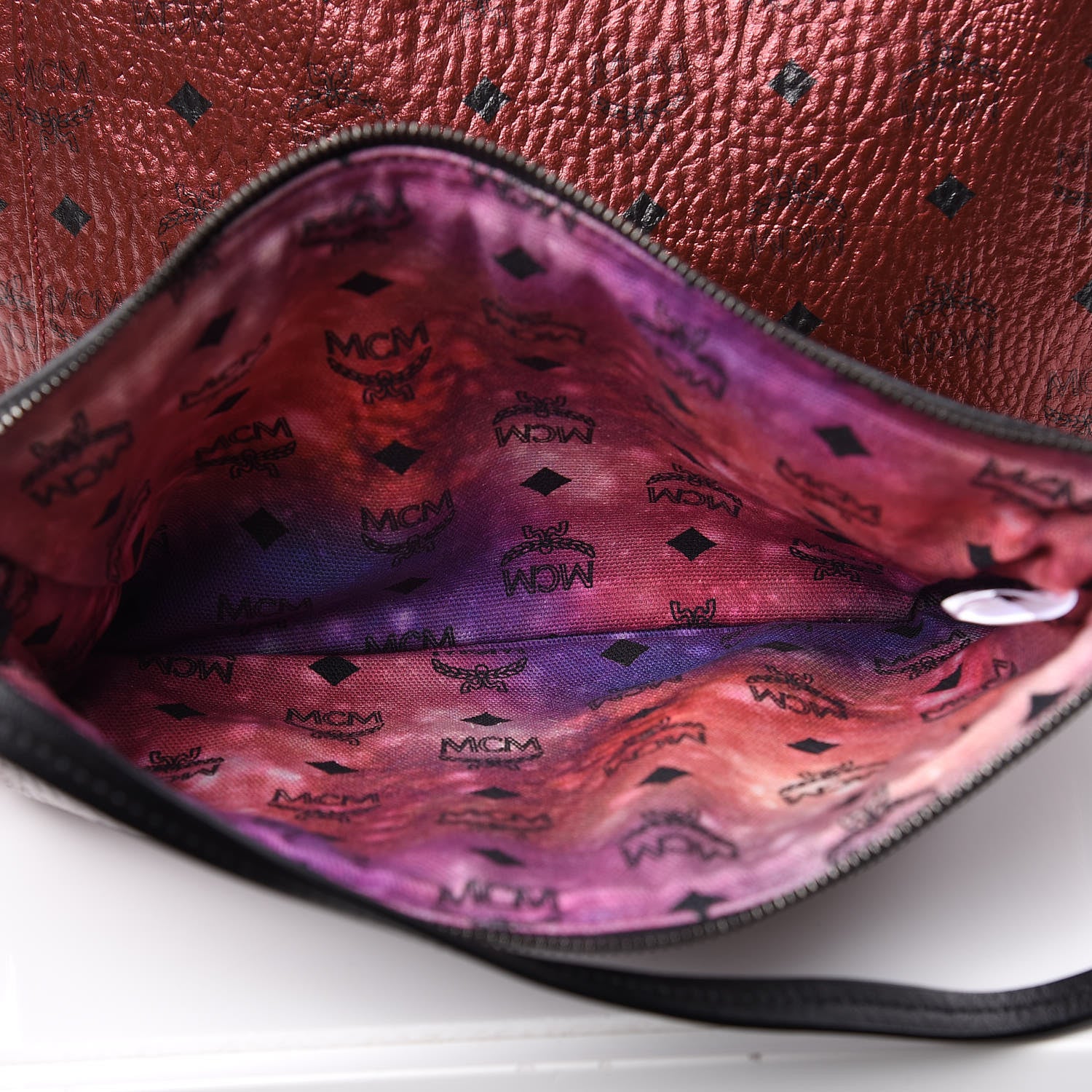 MCM Metallic Visetos Reversible Shopper Tote Scooter Red 13 of 16